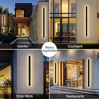 Modern Outdoor Wall Lights, 2 Pack 59 Inch Long Outdoor Wall Sconce with Junction Box Cover 3000K LED Outside Wall Light IP65 Waterproof Wall Mount Exterior Light Fixture for House Garage