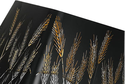 Medium Square Lamp Shades, ALUCSET Metal Lampshade with Pattern of Wheatear for Table Lamp and Floor Light, 9 x 12 x 8.8 Inch, Spider (Black/Gold)
