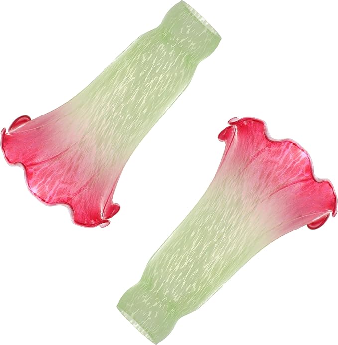 Lily Flower Glass Lampshade Replacement, 2 Pack,Tulip Style Table Floor Lamp Shade Replacement 4.2" x 4.2" x 6.7" (Bluish-Red)