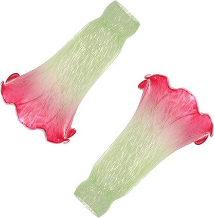 Lily Flower Glass Lampshade Replacement, 2 Pack,Tulip Style Table Floor Lamp Shade Replacement 4.2" x 4.2" x 6.7" (Bluish-Red)