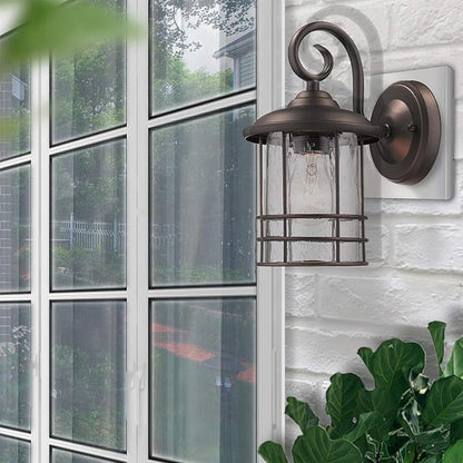 MICSIU Outdoor Light Sconces Wall Mount 2 Pack, Bronze Exterior Light Fixtures with Clear Seedy Glass, 9.8 Inch Outside Light for Home, House, Entryway, Patio, Garage, Doorway