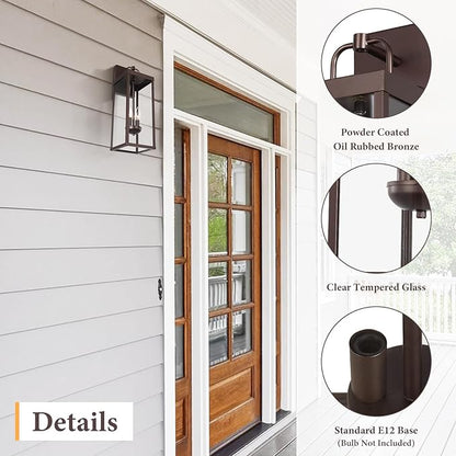 Outdoor Wall Sconce Lights, 20 Inch Tall Transitional Exterior Wall Lighting with Clear Glass, Modern Bronze Carriage Lantern Lamps Outside for Front Porch Garage Garden Patio Corridor Doorway