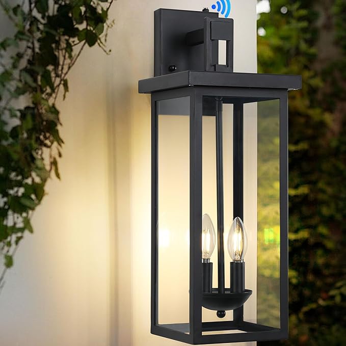 22 Inch Extra Large Outdoor Wall Lights Dusk to Dawn,Exterior Patio Light Fixtures 2-Light E12 Outdoor Porch Light Outside Wall Lantern Waterproof Outdoor House Lights Wall Mount 1 Pack