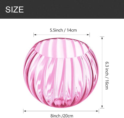 Clear Glass Shade,Replacement Globe & Cover for Lighting Fixture, 8" Diameter, Replacement with 1.65 Inch Fitter for Wall Lamps Chandeliers or Ceiling Light (1, 8Inch - Pink Glass)