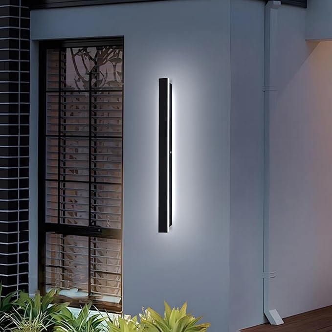 Modern Black Outdoor Wall Lights for House 47.2" Garage Exterior Lighting Fixtures LED IP65 Outdoor Wall Light Dimmable 3000K-6000K Long Strip Anti-Rust Wall Lamp for Patio Passage Porch