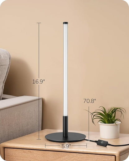 EDISHINE Upgraded LED Table Lamp Set of 2, Stepless Dimmable Bedside Lamps with Metal Finish & 3 Color Temperature, 6W Modern Desk Lamps, Black Nightstand Lamp for Bedroom, Living Room, Corner, Gift