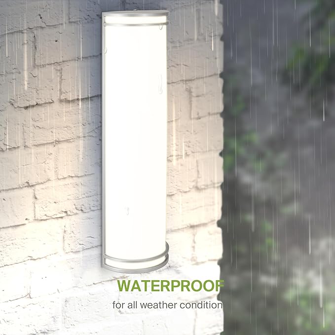 ASD 24 Inch LED Outdoor & Indoor Wall Mount Light Fixture - Brushed Nickel Modern Wall Sconce Lighting - 25W 120-277V 3000K 4000K 5000K Adjustable Dimmable Exterior Lights - Front Door, Patio - ETL