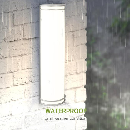 ASD 24 Inch LED Outdoor & Indoor Wall Mount Light Fixture - Brushed Nickel Modern Wall Sconce Lighting - 25W 120-277V 3000K 4000K 5000K Adjustable Dimmable Exterior Lights - Front Door, Patio - ETL