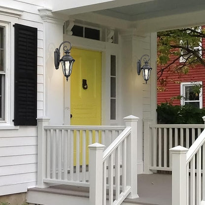 Outdoor Lights Fixtures Wall Mount, Outdoor Sconce Lighting Anti-Rust Exterior Porch Light Waterproof Aluminum Outside Lamp with Water Ripple Glass for Home Garden Patio Garage