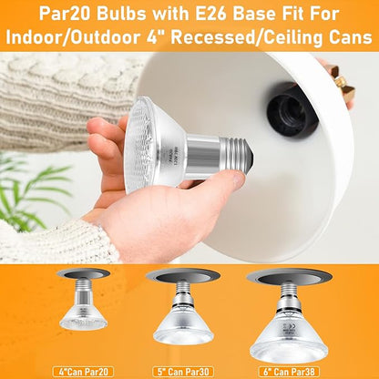 PAR20 39W 120V Floodlight Bulbs, 6 Pack PAR20 39 Watt ECO Halogen Light Bulbs E26 120V Reflector Dmimable Warm White 2800K for Track Lighting & Hood Range Light Bulbs, 4-in Recessed Can