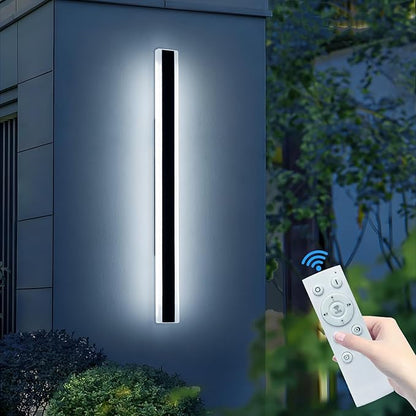 59inch Outdoor Wall Sconces Dimmable 3 Color 3000K/4500K/6000K, Modern Wall Mounted Lights, IP65 Waterproof, Exterior Linear Lighting Fixture for Yard, Porch, Patio, Garage with Remote Control