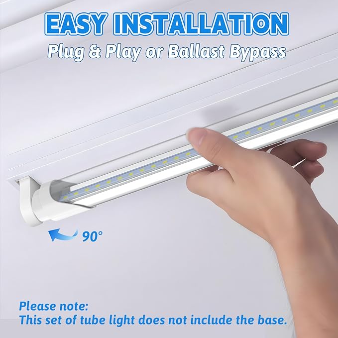 Romwish 4FT T8 LED Tube Light, Type A+B, 18W(=40W), 5000K Daylight, 2400LM, Plug & Play or Ballast Bypass, Single/Double End Powered, T8/T10/T12 Fluorescent Replacement, 48 Inch, 12 Pack, ETL