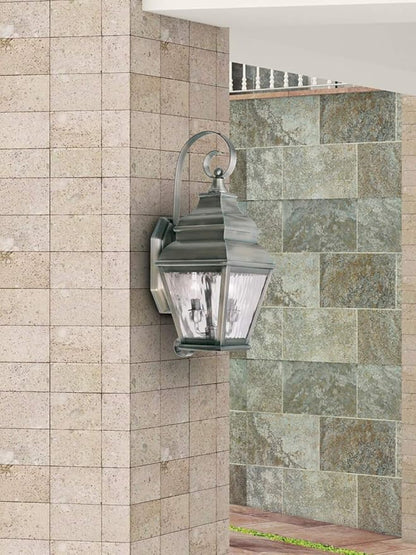 Livex Lighting 2602-29 Exeter 2-Light Outdoor Wall Lantern, Vintage Pewter