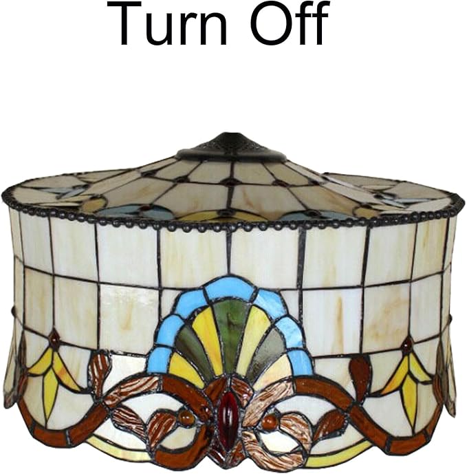 18 Inch Lamp Shade Replacement, Only Tiffany Style Stained Glass Lamp Chimney Straw Hat Floral Design, Baroque Rose Sunflower Orange Green Beige Fit for Table Lamp Pendant Light Floor Lamp,B