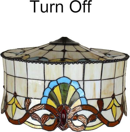 18 Inch Lamp Shade Replacement, Only Tiffany Style Stained Glass Lamp Chimney Straw Hat Floral Design, Baroque Rose Sunflower Orange Green Beige Fit for Table Lamp Pendant Light Floor Lamp,B