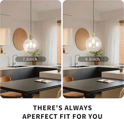 Globe Pendant Lights Kitchen Island Lighting Clear Glass Globe Pendant Light Fixtures Modern Kitchen Island Lighting for Dining Room Bedroom -9.8inch