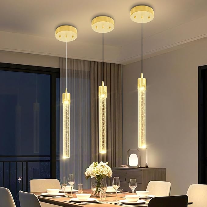 Mini Chandelier Modern LED Gold Pendant Lights for Kitchen Island Small Crystal Hanging Light Dimmable 2700k-6000k