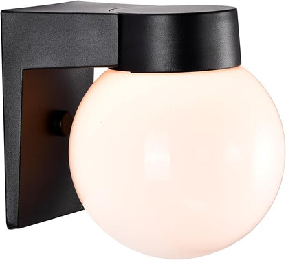 Alighting Outdoor Wall Sconce, Waterproof Exterior Lighting Fixture with Smooth Glass Globe and Black Aluminum Base, Wall Mount Porch Light for Front Door, Patio, Garage, Entryway, E26 Socket