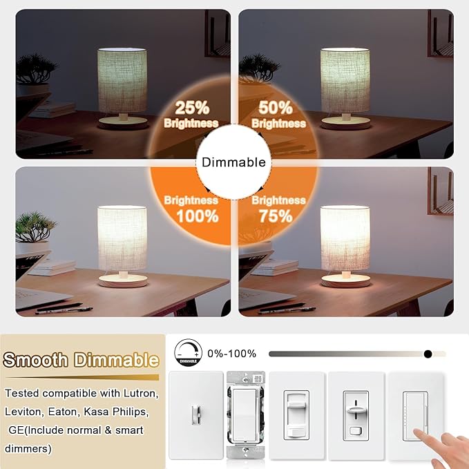3.2 Inch E26 LED Bulb 60 Watt Equivalent, 4000K Neutral White Edison Bulbs Dimmable, AC 120V 600LM T10/T9 Clear Glass Filament Light Bulbs for Pendant Wall Pipe Lights UL Certified-4 Pack