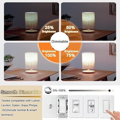 3.2 Inch E26 LED Bulb 60 Watt Equivalent, 4000K Neutral White Edison Bulbs Dimmable, AC 120V 600LM T10/T9 Clear Glass Filament Light Bulbs for Pendant Wall Pipe Lights UL Certified-4 Pack