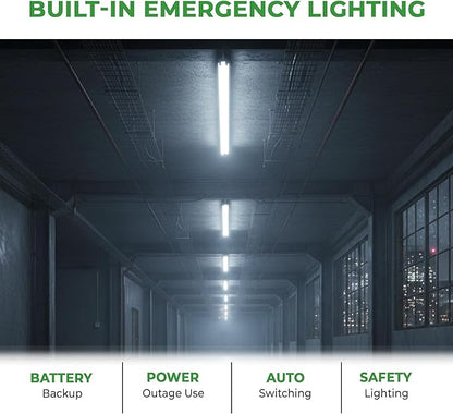 E2 Lighting 4ft T8 LED Bulbs, LED Fluorescent Tube Replacement 4ft, T8 LED with Emergency Battery, 5000K, 18W, 120-277V, Ideal for Office and Warehouse-5 Pack