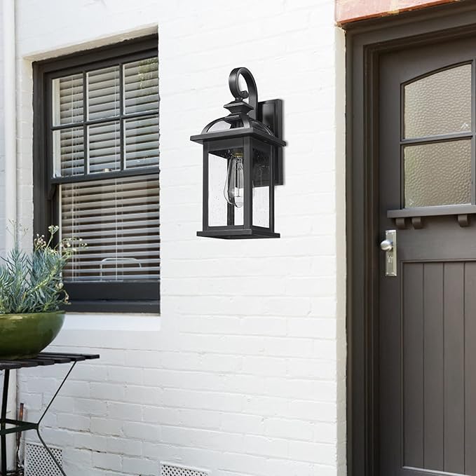 Darkaway Outdoor Lights Fixtures Wall Mount, Outdoor Wall Sconce with Seeded Glass Waterproof Outside Exterior Lights Fixture for House, Front Porch, Patio (2 Pack)