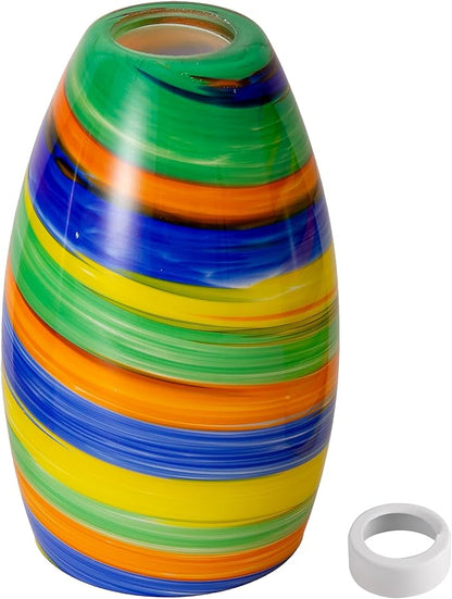 Glass Pendant Lamp Shade 4.72" Rainbow Art Glass chandeliers Cover Mini Oval Light Shade Replacement Shade Only Light Fixtures for Kitchen Island Dining Room,Living,Foyer,Hallway, Entry 1-Pack