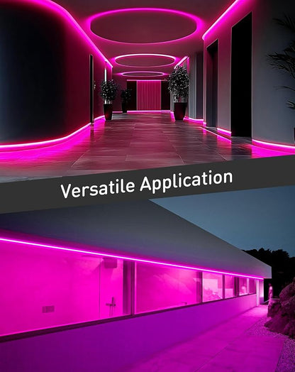 Shine Decor LED Rope Lights AC 120V, Connectable & Cuttable Dotless 120LEDs/M Eco Neon Strip Lighting, ETL IP65 Waterproof & Weather-Resistant for Home Commercial, 8x16mm, Pink, 32.8FT
