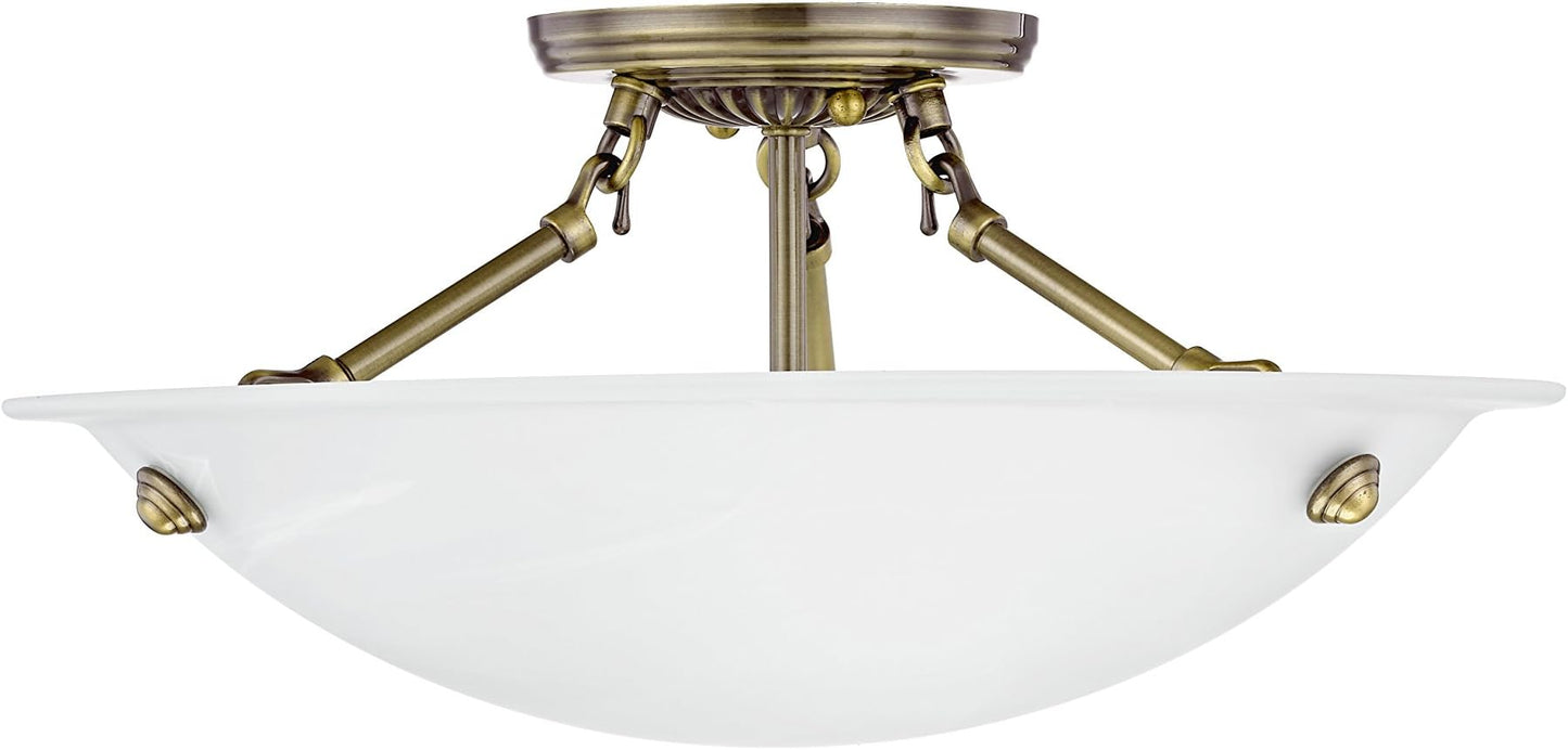 Livex Lighting 4273-01 Oasis 3-Light Ceiling Mount, Antique Brass