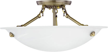 Livex Lighting 4273-01 Oasis 3-Light Ceiling Mount, Antique Brass