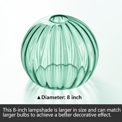 Clear Glass Shade,Replacement Globe & Cover for Lighting Fixture, 8" Diameter, Replacement with 1.65 Inch Fitter for Wall Lamps Chandeliers or Ceiling Light (2, 8Inch - Green Glass)