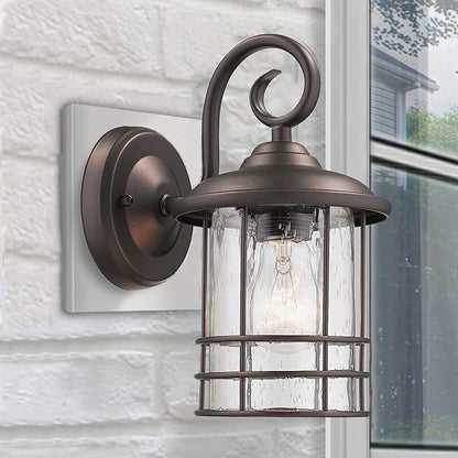 MICSIU Outdoor Light Sconces Wall Mount 2 Pack, Bronze Exterior Light Fixtures with Clear Seedy Glass, 9.8 Inch Outside Light for Home, House, Entryway, Patio, Garage, Doorway