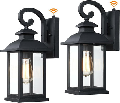 Dusk to Dawn Outdoor Wall Sconce Lights Exterior 2-Pack, 15" Waterproof Black Exterior Lighting Fixtures, Retro Porch Lights Outdoor Garage Lighting Wall Mount Coach Lights for House Garage