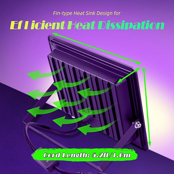 3 Pack 200W LED Black Lights, Blacklight Flood Light with Plug, IP66 Waterproof Black Flood Light for Dance Party, Glow in The Dark, Halloween, Body Paint, Fluorescent Poster, Neon Glow, Tapestry