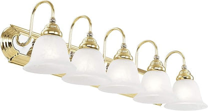 Livex Lighting 1005-25 Belmont 5-Light Bath Light, Polished Brass and Chrome, 36 x 8.5 x 8.5