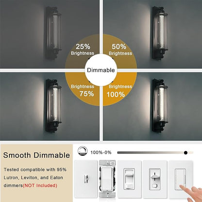 11.8IN 1000LM 5000K Daylight White Light Bulbs E26 Base, T10 T9 Edison Bulbs Dimmable 8W, AC 120V 100 Watt Equal Filament Bulb, Vintage Clear Glass Long Tubular LED Bulb, UL Listed - 4Pack