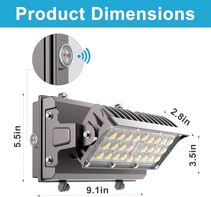 Lightdot 6Pack 150W LED Wall Pack Lights, 360° Adjustable Panel with Dusk to Dawn Photocell, 22500Lm 5000K, IP65 Waterproof & Advanced Heat Dissipation Outdoor Security Lighting(Height:10~20ft)