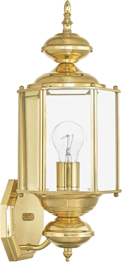 Livex Lighting 2006-02 Basics 1 Light PB Outdoor Wall Lantern, Polished Brass
