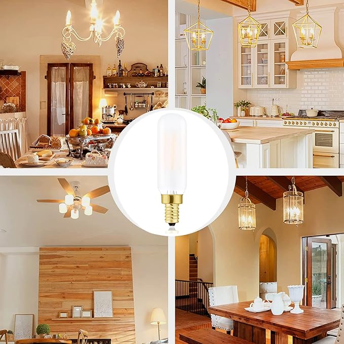 Dimmable T6 LED Frosted Bulbs, 6W E12 Edison Light Bulbs Warm White 2700K,600lm, 60W Candelabra Incandescent Bulbs Equivalent Vintage LED Filament Edison Candle Bulb with Decorative, 6Pack.