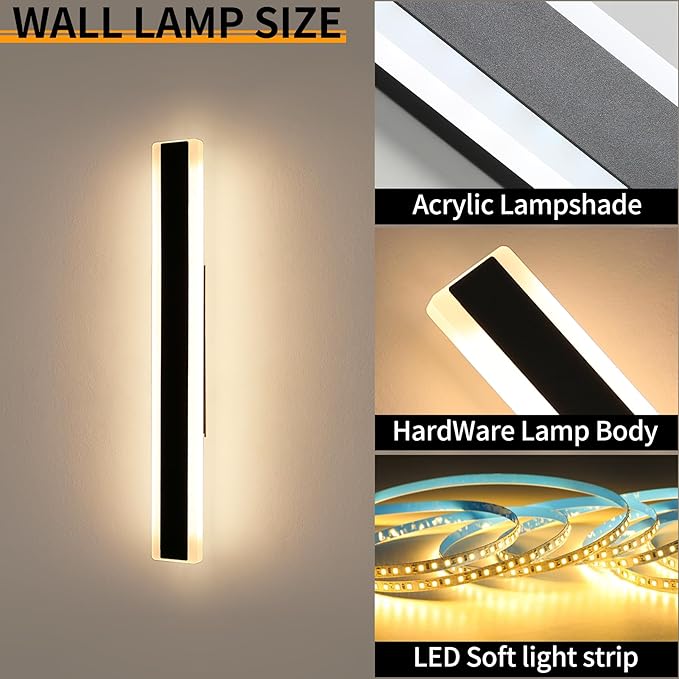 Mikeru 2pack 47.2inch Outdoor Wall Light Fixtures, 10%-100% Dimmable Outdoor Wall Lights Exterior Front Porch Light 3000-6000k Wall Mounted Led Lighting for Basement, Shop,Garage Lighting