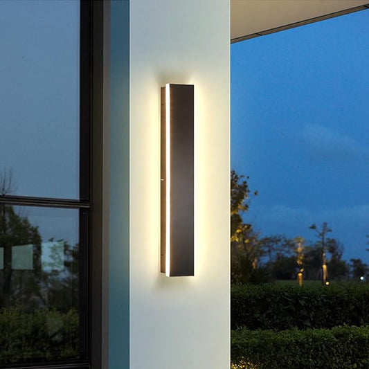 23.6in Modern Outdoor Wall Light, Black Upgraded 4.72in Wide 3000K Waterproof IP65 Porch Lights Wall Sconce,Long LED Linear Outside Exterior Lighting Fixtures for Garage,Front Door