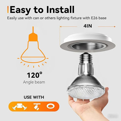 Par20 120V 39W Halogen Flood Light Bulb, PAR20 Light Bulb, Dimmable, E26 Base, 2700K Warm White, 3000 Hours for Indoor Range Hood, Track Oven, Ceiling Can Lamp（6Pack）