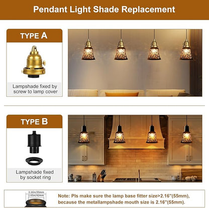 Pendant Light Shades, 4 Pack Ceiling Fan Light Shade Replacements with 1-5/8" Fitter, ALUCSET 4.72" Height and 4-3/4" Diameter, Metal Bell Shaped Cover for Chandelier Pendant Light Wall Sconces