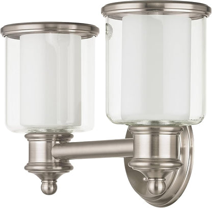 Livex Lighting 40212-91 Transitional Two Light Bath Vanity from Middlebush Collection in Pwt, Nckl, B/S, Slvr. Finish, Brushed Nickel