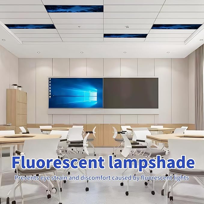 2pcs Fluorescent Light Covers - Light Covers for Ceiling Lights Classroom, Magnetic Light Filters for Office, Hospitals, Home 4 x 2 Feet (blue nebula)
