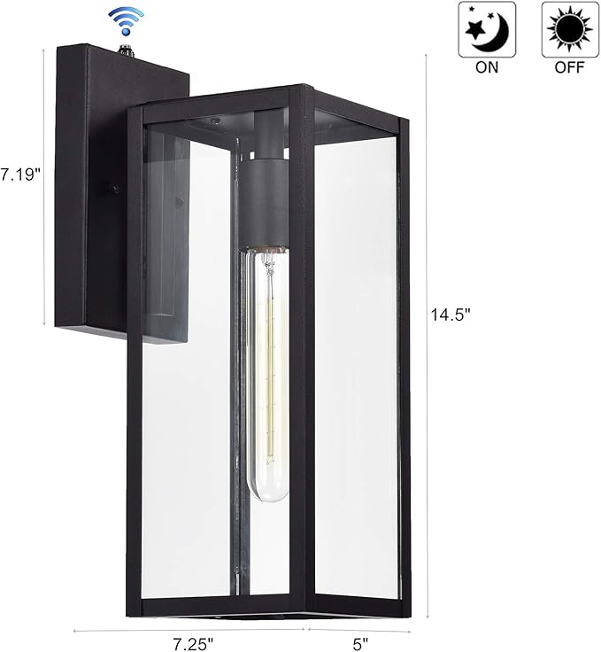 MICSIU Dusk to Dawn Outdoor Wall Sconce 2 Pack, 14.5 Inch Black Exterior Wall Mount Light Fixtures, Farmhouse Outside Lights for House, Garage, Porch, Patio, Yard, Hallway