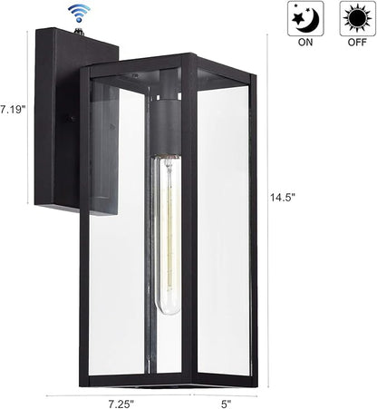 MICSIU Dusk to Dawn Outdoor Wall Sconce 2 Pack, 14.5 Inch Black Exterior Wall Mount Light Fixtures, Farmhouse Outside Lights for House, Garage, Porch, Patio, Yard, Hallway
