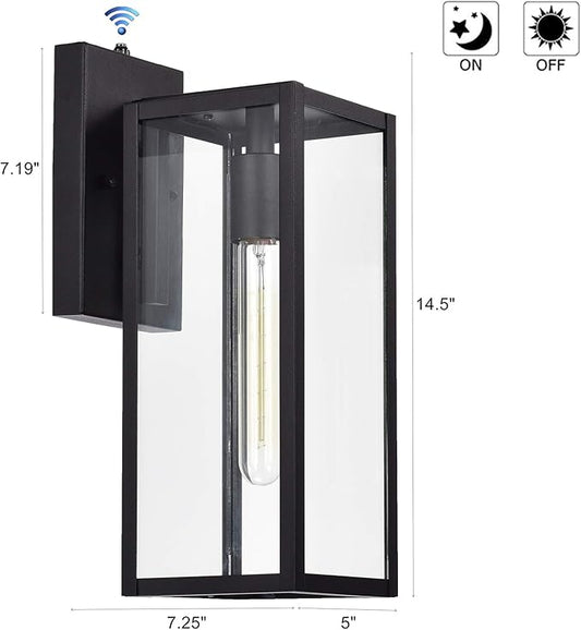 MICSIU Dusk to Dawn Outdoor Wall Sconce 2 Pack, 14.5 Inch Black Exterior Wall Mount Light Fixtures, Farmhouse Outside Lights for House, Garage, Porch, Patio, Yard, Hallway