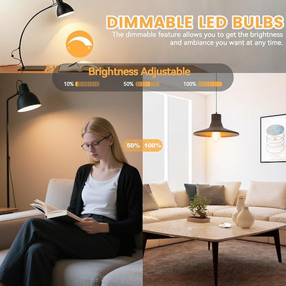 Brightever Edison Light Bulbs 60W Equivalent, Dimmable Vintage LED Bulbs, Warm White 2700K E26 Base LED Light Bulb, 7W, 850LM, 90+CRI, ST58 Clear Glass Antique Decorative Lights Bulb for Room, 6-Pack
