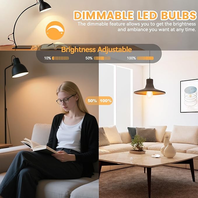 Brightever 20-Pack Edison Light Bulbs 60W Equivalent, Dimmable LED Light Bulbs, 7W, 850LM Vintage E26 LED Bulb 2700K Soft White, 90+CRI, ST58 Clear Glass Antique Decor Filament Bulb for Living Room
